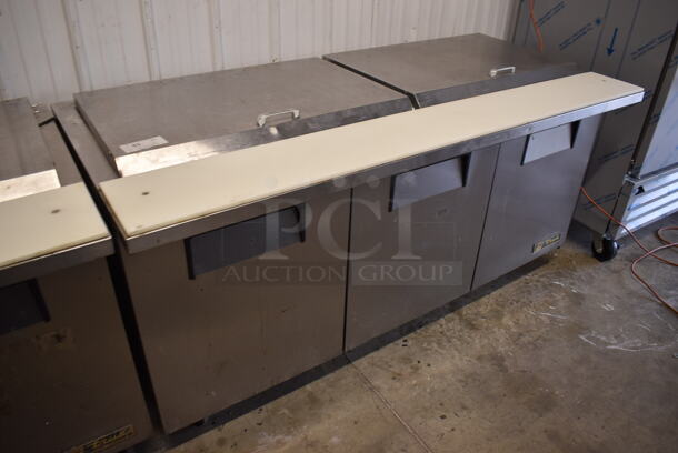2011 True TSSU-72-30M-B-ST Stainless Steel Commercial Pizza Prep Table on Commercial Casters. 115 Volts, 1 Phase. 72x34x38. Tested and Working!
