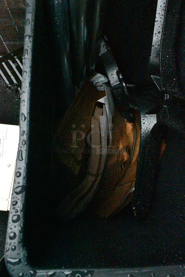 2 BRAND NEW SCRATCH AND DENT! Lavex 475WH23BK Black Poly Slim Jim Trash Cans w/ Contents. 2 Times Your Bid!  - Image 6 of 7