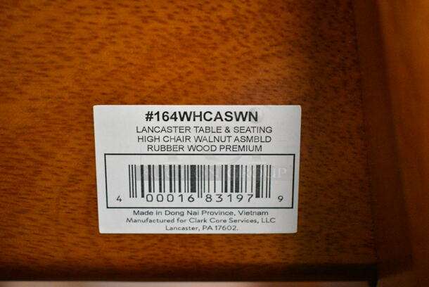BRAND NEW SCRATCH AND DENT! Lancaster Table & Seating 164WHCASWN Standard Height Wooden High Chair with Walnut Finish - Assembled - Image 4 of 4