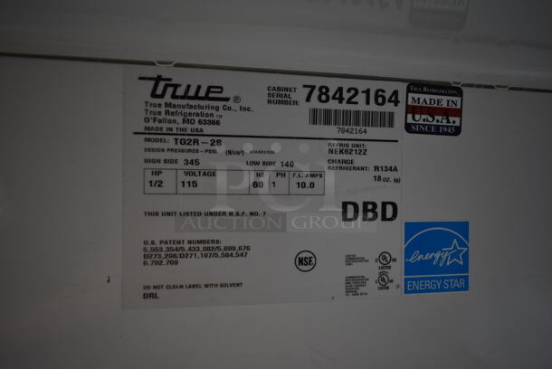 2013 True TG2R-2S ENERGY STAR Stainless Steel Commercial 2 Door Reach In Cooler w/ Poly Coated Racks. 115 Volts, 1 Phase. Tested and Powers On But Does Not Get Cold - Image 6 of 8