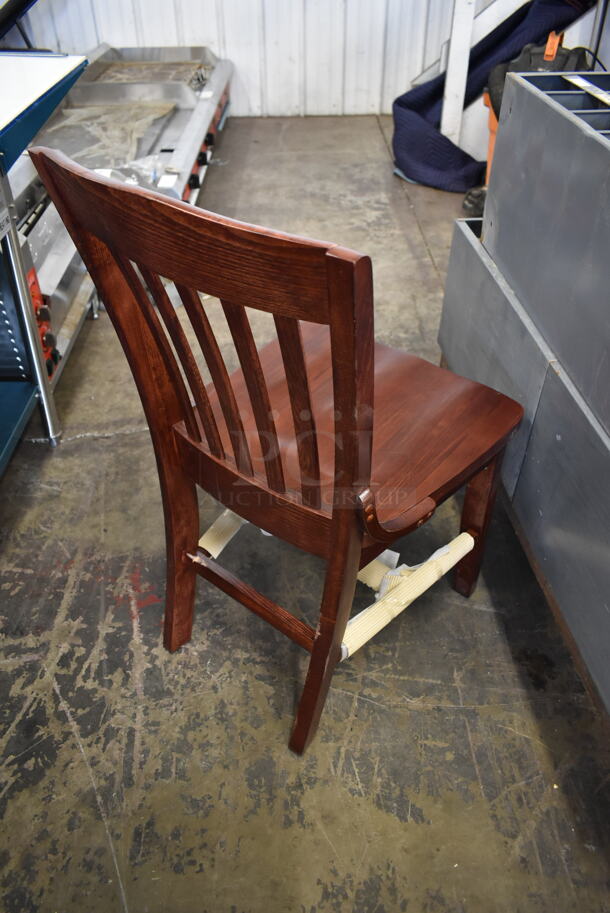 4 BRAND NEW SCRATCH AND DENT! Wooden Dining Height Chairs w/ Vertical Back Rest Bars. 4 Times Your Bid! - Image 5 of 5