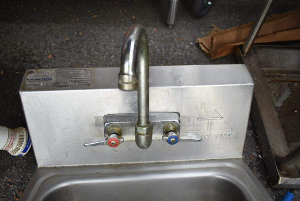 Advance Tabco Stainless Steel Commercial Single Bay Wall Mount Sink w/ Faucet and Handles.  - Image 2 of 4