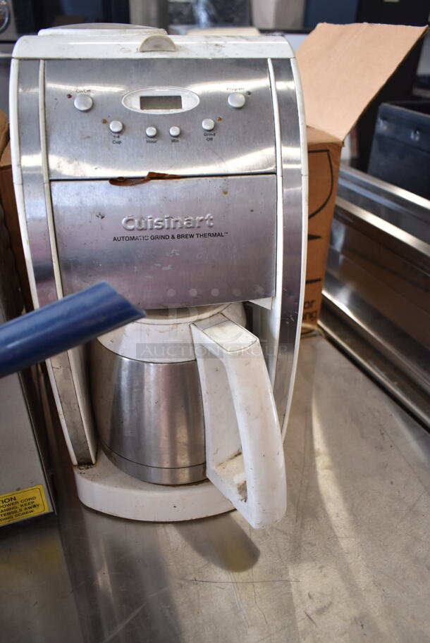 ALL ONE MONEY! Lot of Approximately 19 Items Including Old Tyme Nut Grinder Base, Cuisinart Coffee Machine, Box of Brandy Snifter Glasses, Poly Bins, Salad Plates, Faucet, Spray Nozzle Attachment. Does Not Include Table.  - Image 5 of 12