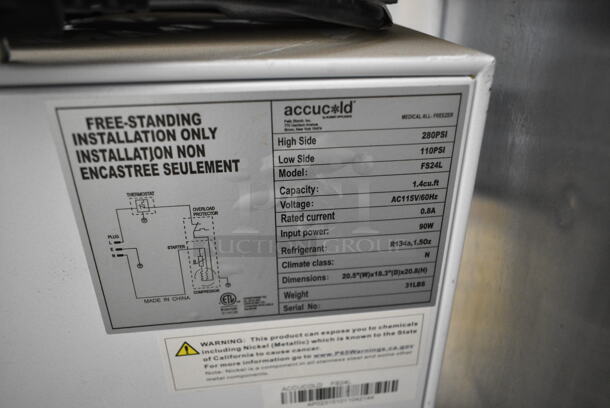 AccuCold FS24L Mini Freezer. 115 Volts, 1 Phase. Tested and Powers On But Does Not Get Cold - Image 3 of 3