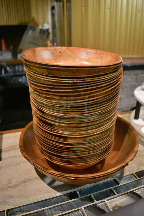 ALL ONE MONEY! Lot of 50 Wood Pattern Bowls. 8x8x2, 12x12x3. (bar) - Image 2 of 4