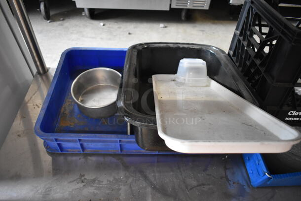 ALL ONE MONEY! Lot of Approximately 19 Items Including Old Tyme Nut Grinder Base, Cuisinart Coffee Machine, Box of Brandy Snifter Glasses, Poly Bins, Salad Plates, Faucet, Spray Nozzle Attachment. Does Not Include Table.  - Image 8 of 12