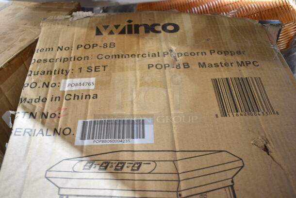 PALLET LOT of 25 BRAND NEW Items/Boxes Including 2 Boxes Winco UC-3019G 3 Level Plastic Utility Cart w/ 400 lb Capacity, Raised Ledges, Winco APL-12 Sizzle Platter, Winco INSC-7M 7 Quart Inset Cover, Winco POP-8B Popcorn Popper, Winco FFT-1826 Sheet Tray, Winco SPJM-404 Stainless Steel Drop In Bins, Winco KBG-29 Triple Zip Knife Bag, Winco Roaster Pan. 25 Times Your Bid! - Image 11 of 12