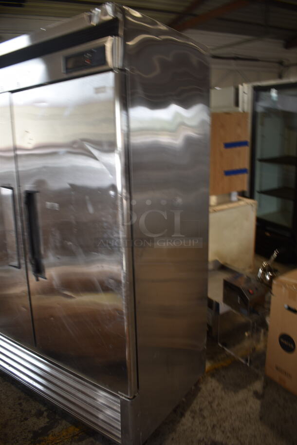 Turbo Air TSR-49SD Stainless Steel Commercial 2 Door Reach In Cooler w/ Metal Racks on Commercial Casters. 115 Volts, 1 Phase. Tested and Working! - Image 3 of 8
