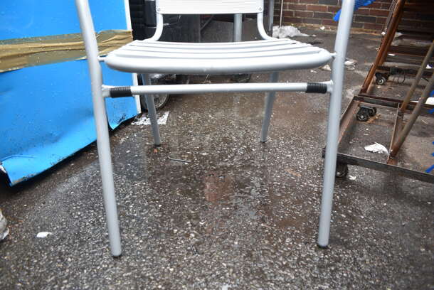 24 BRAND NEW SCRATCH AND DENT! Gray Metal Outdoor Patio Chairs w/ Arm Rests. 24 Times Your Bid! - Image 4 of 4