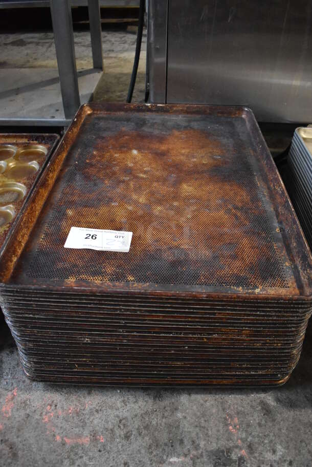 23 Metal Perforated Full Size Baking Pans. 18x26x1. 23 Times Your Bid! - Image 2 of 4