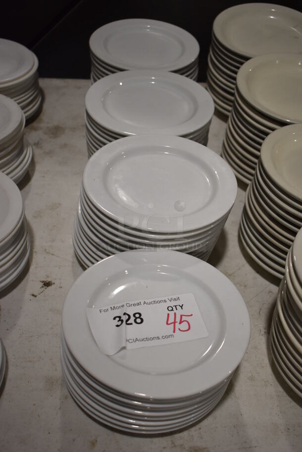 45 White Ceramic Plates. 6.5x6.5x1. 45 Times Your Bid!