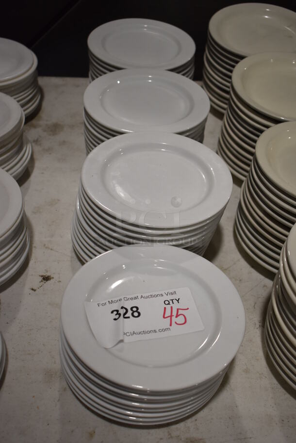 45 White Ceramic Plates. 6.5x6.5x1. 45 Times Your Bid! - Image 1 of 4