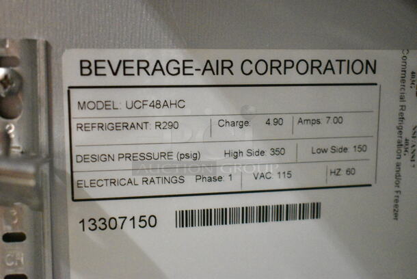BRAND NEW! Beverage Air UCF48AHC Stainless Steel Commercial 2 Door Undercounter Freezer w/ Commercial Casters. 115 Volts, 1 Phase. Tested and Working! - Image 8 of 8