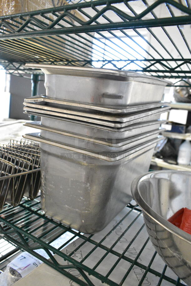 ALL ONE MONEY! Tier Lot of Various Items Including Stainless Steel Drop In Bins, Metal Bowl, Metal Baking Pans.  - Image 4 of 9