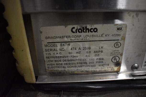 Crathco E47-4 Stainless Steel Commercial Countertop 4 Hopper Refrigerated Beverage Machine. 115 Volts, 1 Phase. 20x16x25. Tested and Does Not Power On - Image 6 of 6