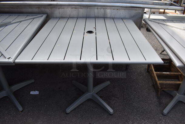 4 Gray Poly Patio Tables. 4 Times Your Bid!