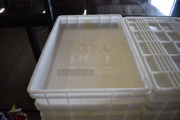 Poly Red Dolly w/ 11 White Poly Dough Bins on Commercial Casters. 16x24x7, 16x24x4 - Image 4 of 4