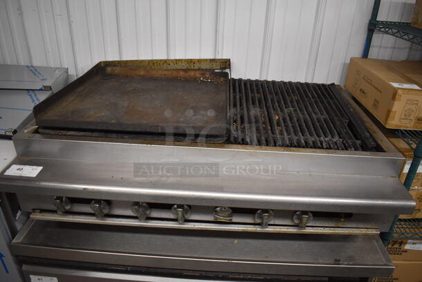 Imperial Stainless Steel Commercial Natural Gas Powered Charbroiler Grill w/ Griddle. 48x32x14 - Image 2 of 6