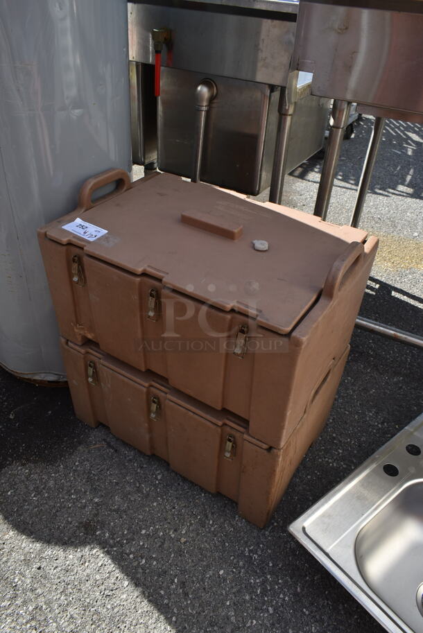 2 Cambro 100MPC Tan Poly Insulated Food Carrying Case. 2 Times Your Bid!