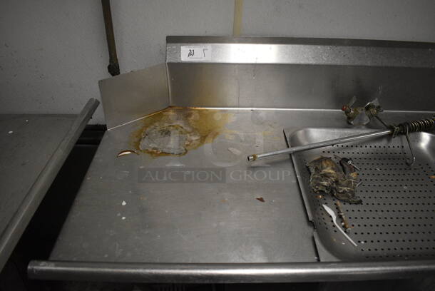 Stainless Steel Commercial Right Side Dirty Side Dishwasher Table w/ Under Shelf and Dish Caddies. 113x30x44.5. BUYER MUST REMOVE. (kitchen)   - Image 2 of 6