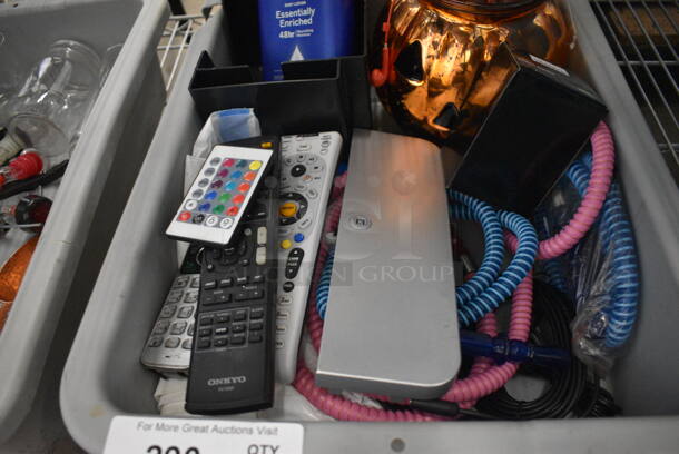ALL ONE MONEY! Lot of Various Items Including Lotion, Remotes, Lightbulb and Hoses in Gray Poly Bus Bin! - Image 3 of 3
