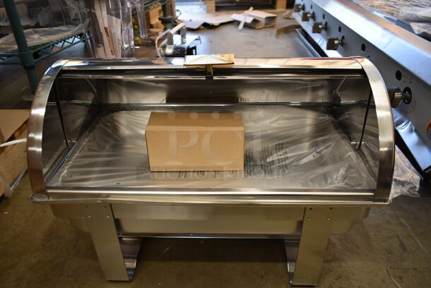BRAND NEW SCRATCH AND DENT! Stainless Steel Chafing Dish w/ Rolling Lid. - Image 3 of 4