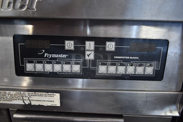 Frymaster FPP245ECSC Stainless Steel Commercial Natural Gas Powered 2 Bay Deep Fat Fryer w/ Filtration System. 122,000 BTU.  - Image 7 of 10