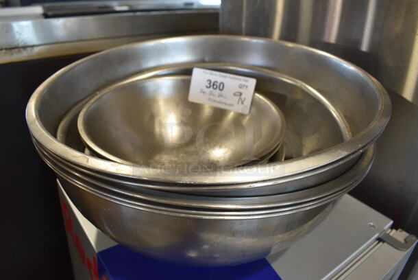 9 Various Metal Bowls. Includes 9.5x9.5x3. 9 Times Your Bid!