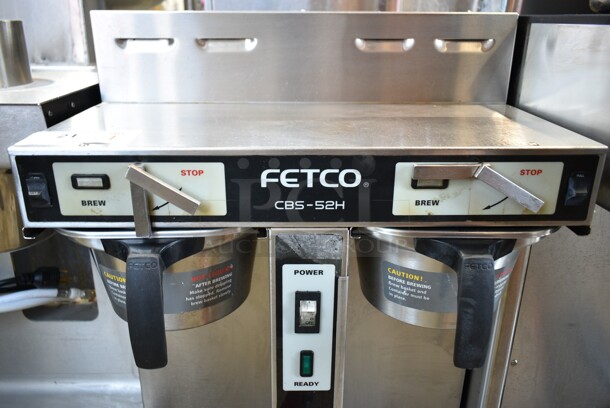 Fetco CBS-52H15 Stainless Steel Commercial Countertop Double Coffee Machine w/ Hot Water Dispenser and 2 Metal Brew Baskets. 120/208-240 Volts, 1 Phase.  - Image 3 of 7