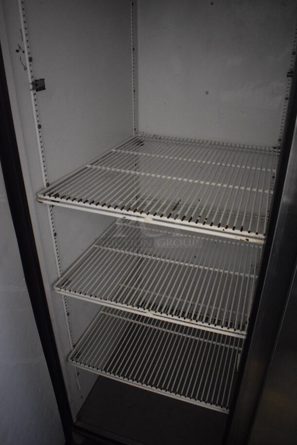 2011 True TG2R-2S Stainless Steel Commercial Double Door Reach In Cooler w/ Poly Coated Racks on Commercial Casters. 115 Volts, 1 Phase. 51x34x82. Tested and Working! - Image 4 of 6