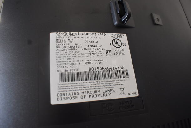 Sanyo DP42840 42" LCD TV on Stand 120 Volts 1 Phase. Tested and Working! - Image 5 of 6