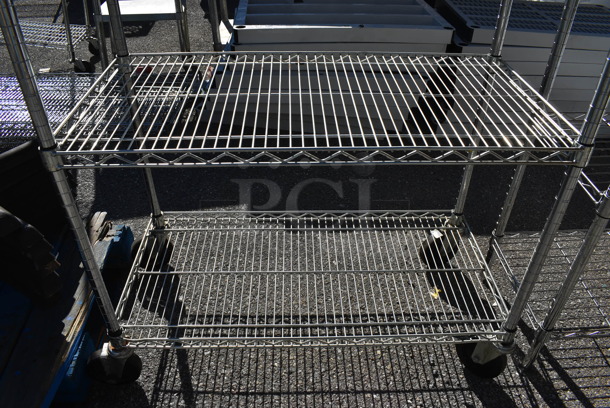 Chrome Finish 3 Tier Shelving Unit on Commercial Casters. BUYER MUST DISMANTLE. PCI CANNOT DISMANTLE FOR SHIPPING. PLEASE CONSIDER FREIGHT CHARGES. 36x18x68 - Image 2 of 4