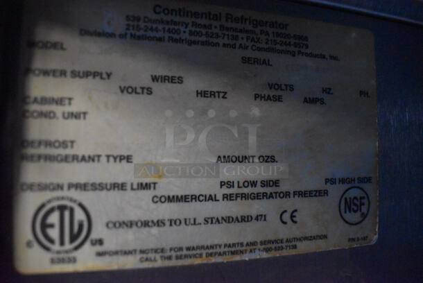 Continental Stainless Steel Commercial 3 Door Reach In Warmer. 78x34x78. Cannot Test - Unit Needs New Power Cord - Image 3 of 8