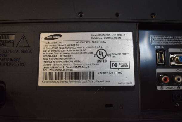 Samsung LN22C350D1D 22" Monitor. 100-240 Volts, 1 Phase - Image 4 of 5