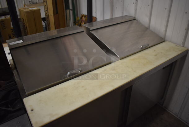 Continental SW60-24M Stainless Steel Commercial Sandwich Salad Prep Table Bain Marie Mega Top on Commercial Casters. 115 Volts, 1 Phase. 60x34x42.5. Tested and Powers On But Does Not Get Cold - Image 3 of 9