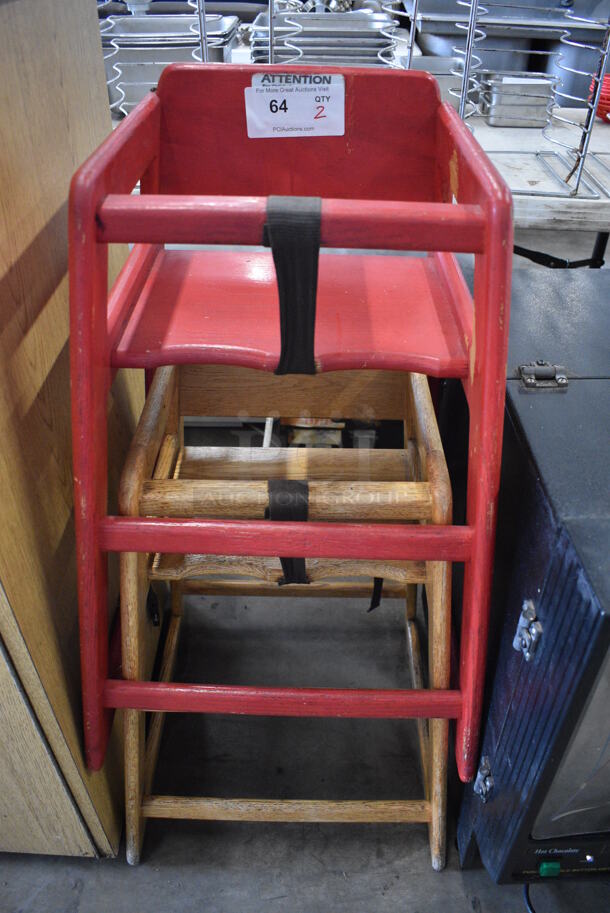 2 Wood Pattern High Chairs. 19x20x28. 2 Times Your Bid! - Image 1 of 3