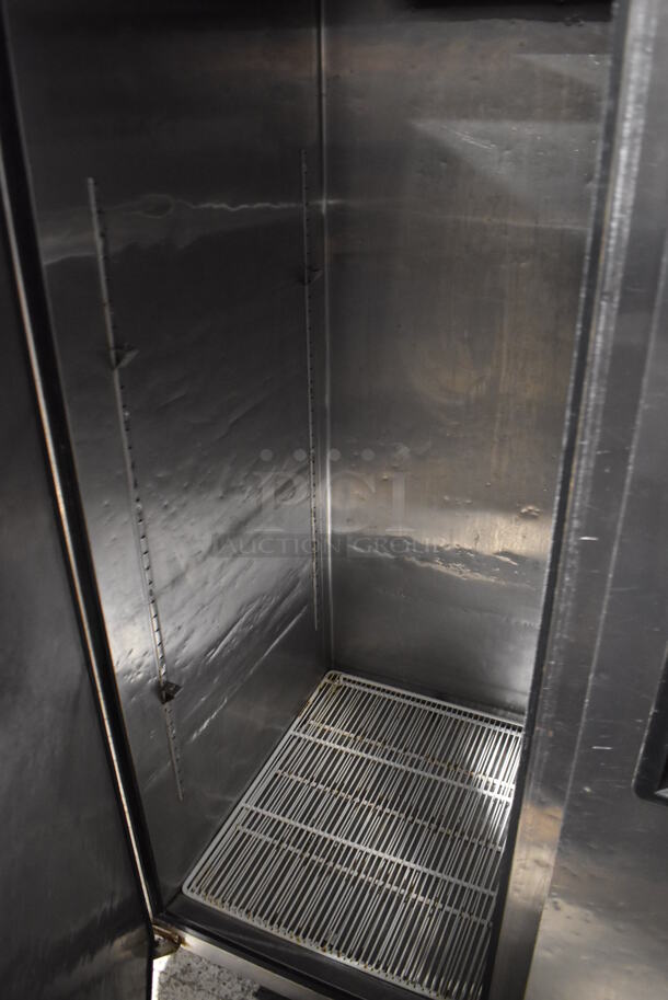 2015 Migali C-2F Stainless Steel Commercial 2 Door Reach In Cooler w/ Poly Coated Racks on Commercial Casters. 115 Volts, 1 Phase. 51x31.5x82.5. Tested and Working! - Image 5 of 7