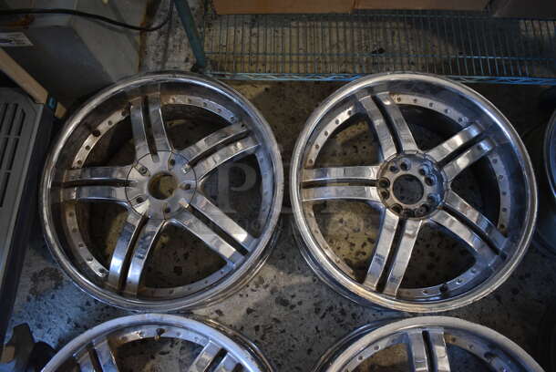 4 Metal Car Tire Rims. Includes BMW Rims. SAE 12536. 21.5x9.5x21.5. 4 Times Your Bid! - Image 2 of 6