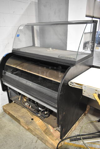 Structural Concepts Oasis Metal Commercial Floor Style Black Refrigerated Dual Service Merchandiser Case. 115/230 Volts, 1 Phase.