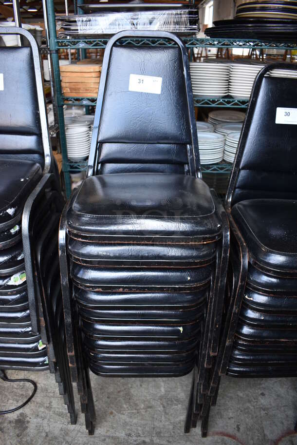 9 Black Metal Stackable Banquet Chairs w/ Black Cushions. 18x20x34. 9 Times Your Bid! - Image 1 of 4