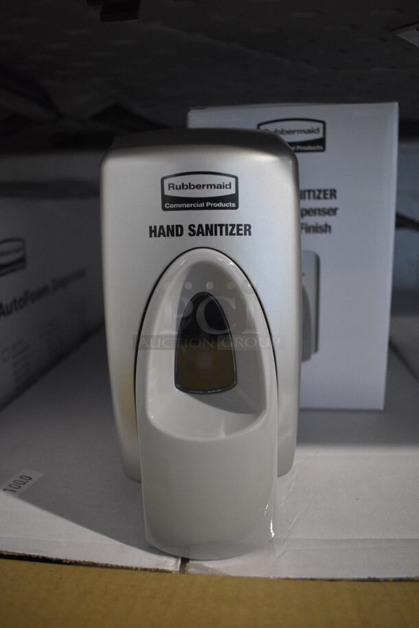 12 BRAND NEW IN BOX Rubbermaid Metallic Finish Hand Sanitizer Dispensers. 4x5.5x8. 12 Times Your Bid!