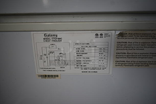 Galaxy 177CF16HC Metal Commercial Chest Freezer. 115 Volts, 1 Phase. Tested and Working! - Image 4 of 4