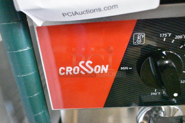 BRAND NEW SCRATCH AND DENT! 2024 Crosson Stainless Steel Commercial Countertop Electric Powered Deep Fat Fryer w/ Metal Lid and Metal Fryer Basket.  - Image 3 of 8