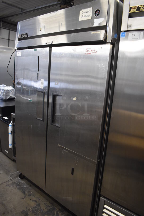 2011 True TG2F-2S Stainless Steel Commercial 2 Door Reach In Freezer w/ Poly Coated Racks on Commercial Casters. 115 Volts, 1 Phase. 51x35x83. Tested and Does Not Power On - Image 2 of 6