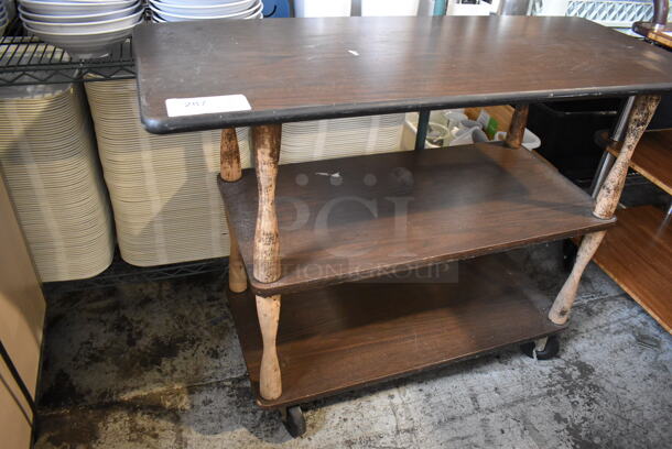 Wooden 3 Tier Cart on Commercial Casters. 42.5x18x31.5 - Image 2 of 5
