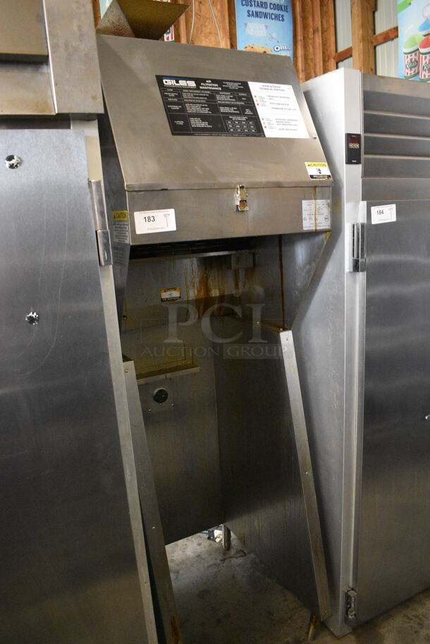 Giles Model FSH-2-PH Stainless Steel Commercial Floor Style Electric Powered Ventless Hood. 208-240 Volts, 3 Phase. 24x34x85