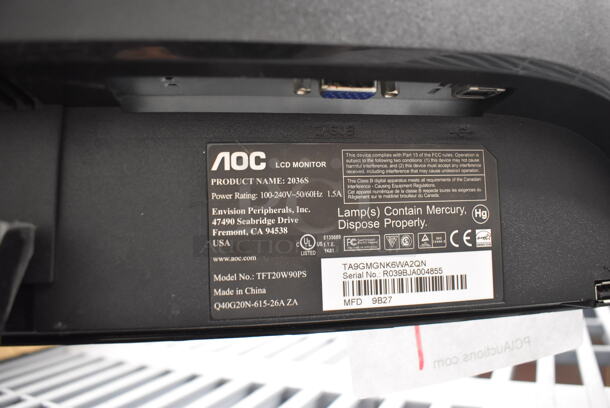 AOC TFT20W90PS 20" LCD Monitor. 100-240 Volts, 1 Phase. - Image 3 of 3