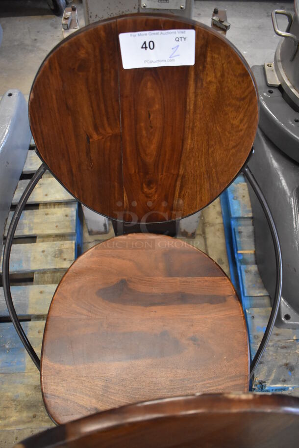2 Wooden Dining Chairs on Metal Frame. 24x18x36. 2 Times Your Bid! - Image 5 of 6