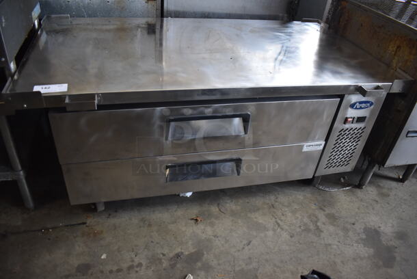 Atosa Stainless Steel Commercial 2 Drawer Chef Base on Commercial Casters. 115 Volts, 1 Phase. Tested and Working!