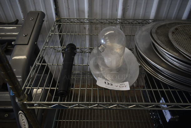 ALL ONE MONEY! Lot of Metal Pans, Microphone and Light Cover - Image 2 of 4